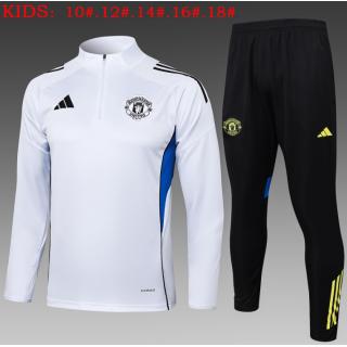 Chándal Manchester United 2025/26 (White Half Zipper) - NIÑOS